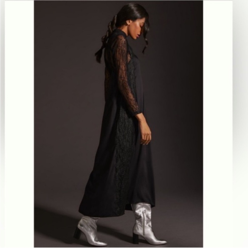 Anthropologie Let Me Be Sheer lace maxi dress set